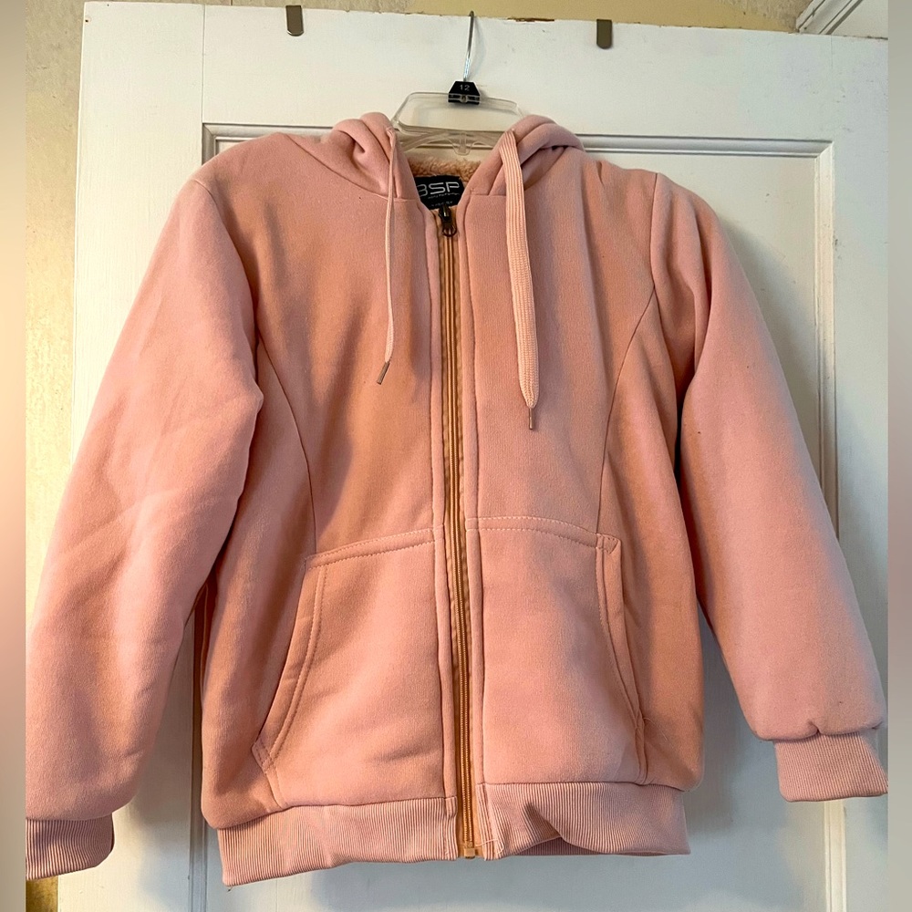 Women’s Light Pink/Dusty Rose Fleece Lined Zip Up Hoodie Size S